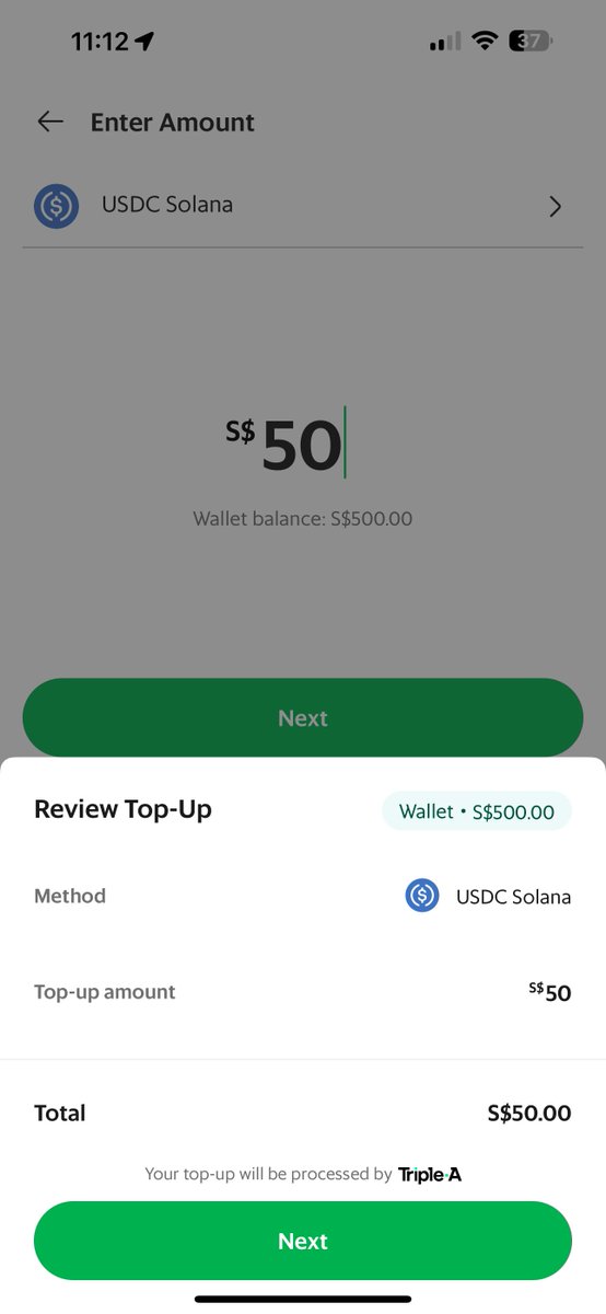 Fintech 🤝 Solana: Singapore edition You can now pay and top up your @GrabSG wallet with USDC-SPL. This will open a new class of financial products starting with payments, remittances and loyalty. Grab has 35M monthly *transacting* users. It's happening!