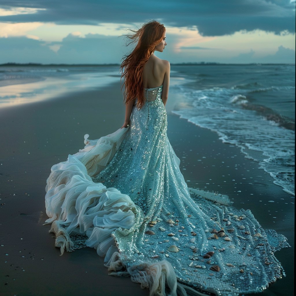 QT your nature fashion! 

Gown made of water, seaglass, and seashells.

#AIArtToday #AIArtCreators #AIArtCommunity #AIEnthusiasts #AIArt #naturegown #oceanfashion