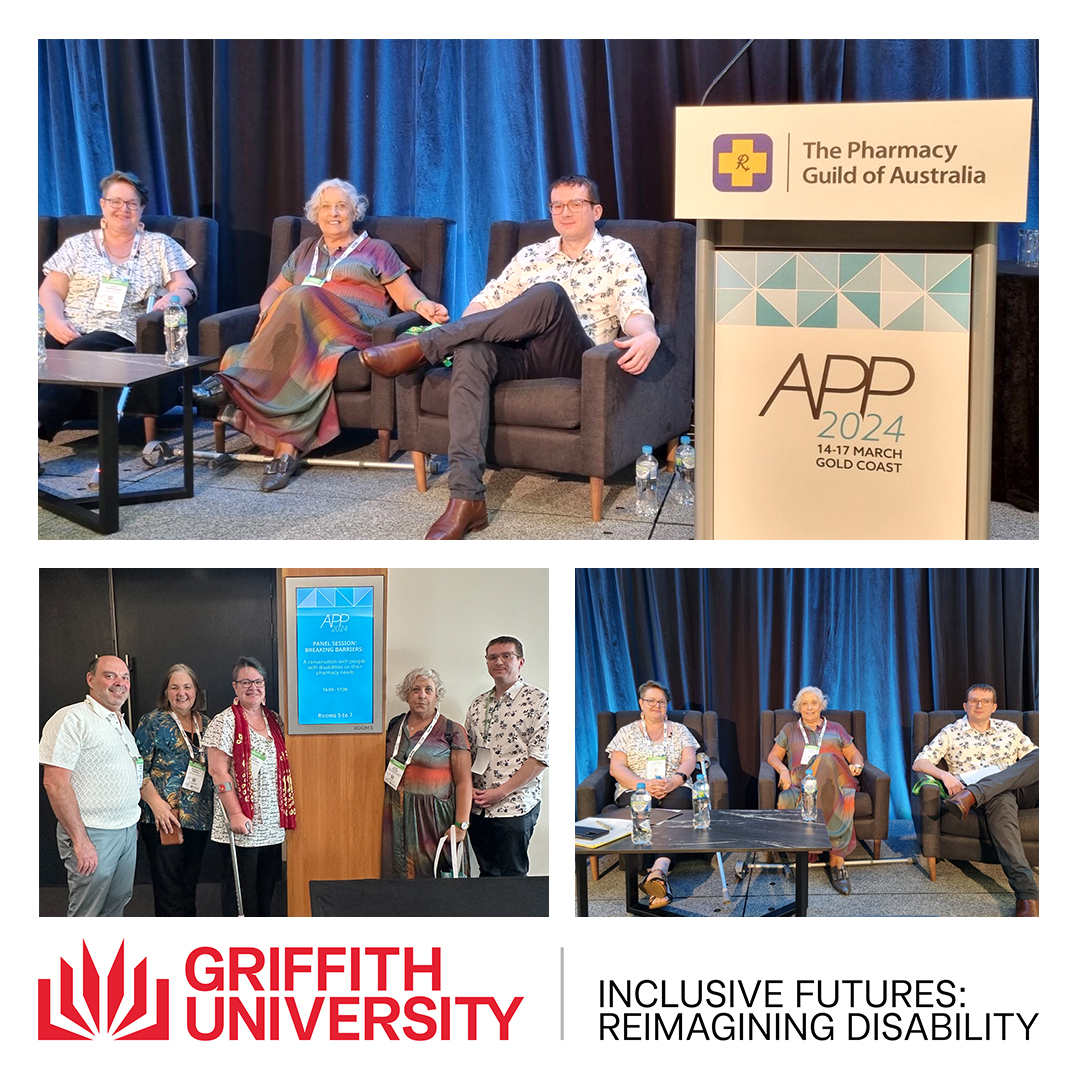 Disability Perspectives at #APP24: Emphasising human connection in healthcare. @GU_Incl_Futures recently hosted a panel on #disability & community #pharmacists. With a significant impact on Australians, #pharmacies can enhance #accessibility. READ MORE: shorturl.at/rBFQU