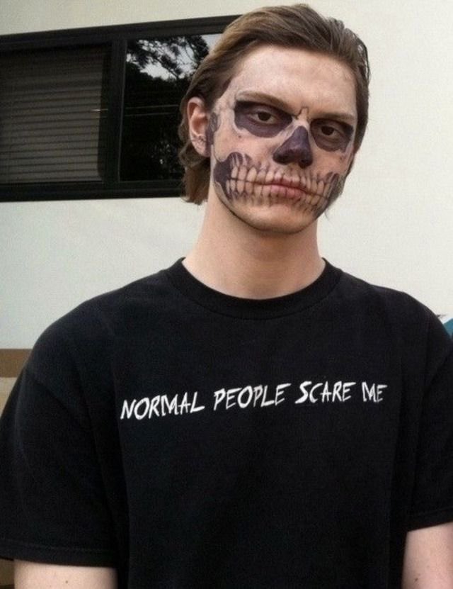 Evan Peters on the set of American Horror Story