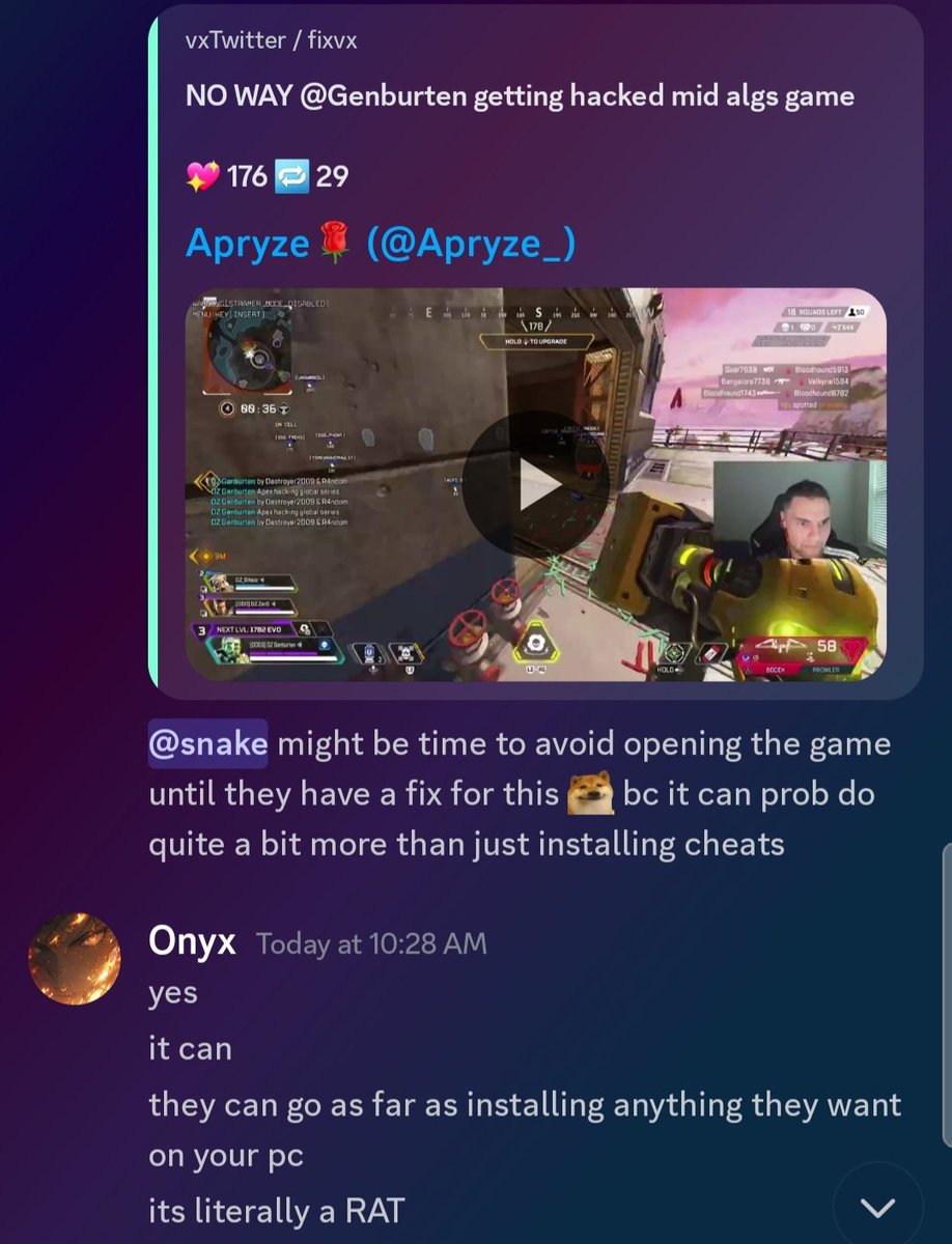 해외에서도 순식간에 핫 이슈네

단순히 핵만 아니라 뭐든 설치할 수도 있을거라고 함

이지 안티치트 프로그램을 사용하는 모든 게임을 추후 소식이 있을 때까지 키지 말 것을 권장