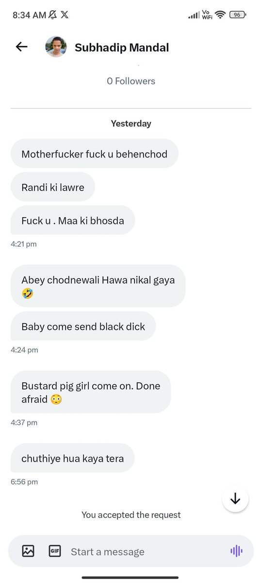 Good morning to everyone and especially to @subhadip21837 who has been hurling sexual abuses at me, ever since he has read my story for @thewire_in The degree of sexualised abuse Indian women journalists go through is insane. 🤢🤮