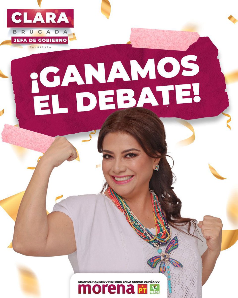 ClaraBrugadaM's tweet photo. #ConClaraGanamos el #DebateChilango. 🥇🫶

Nuestro movimiento demostró que tenemos las mejores propuestas para seguir avanzando con el Segundo Piso de la Transformación. ¡Gracias por todas las muestras de apoyo! https://t.co/lgXg3AETyK