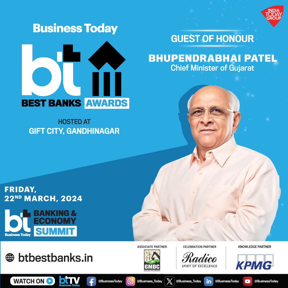 #BTBankingSummit | Gujarat Chief Minister Bhupendra Patel (@Bhupendrapbjp) will grace the @business_today's Banking & Economy Summit as its 'Guest of Honour'. He is set to share unparalleled insights into how the @GIFTCity_ is emerging as a 'New-Age Vibrant Financial Center'…