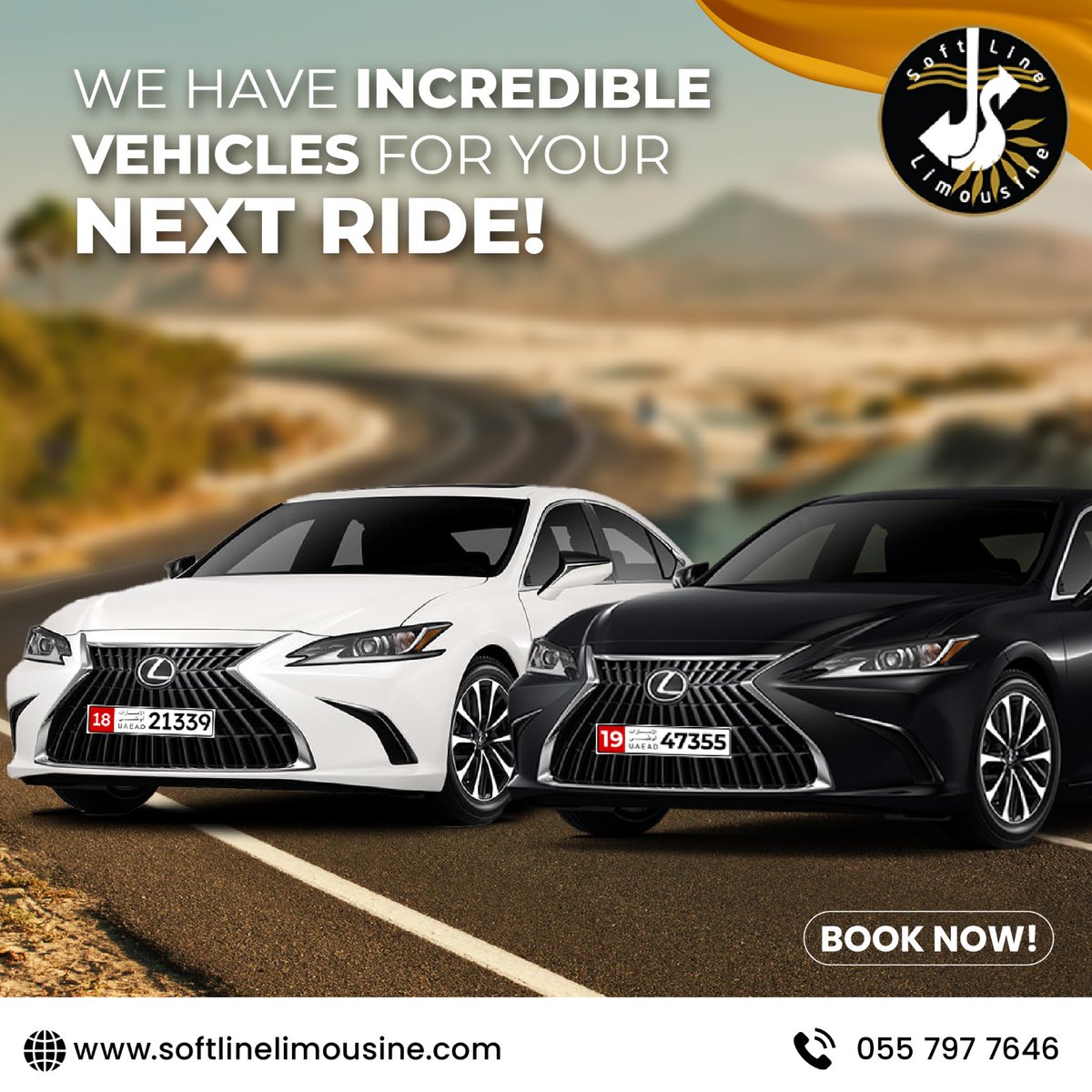 We have Incredible Vehicles for your Next Ride!

Call us🤙: +971 050 2370637, 055 7977646 (WhatsApp) 👇👇
Book your ride now at softlinelimousine.com/our-fleets.php

#nextride #taxiservices #airort #journey #professonaldrivers #airporttaxi #24x7 #limousineservice #airporttransfer