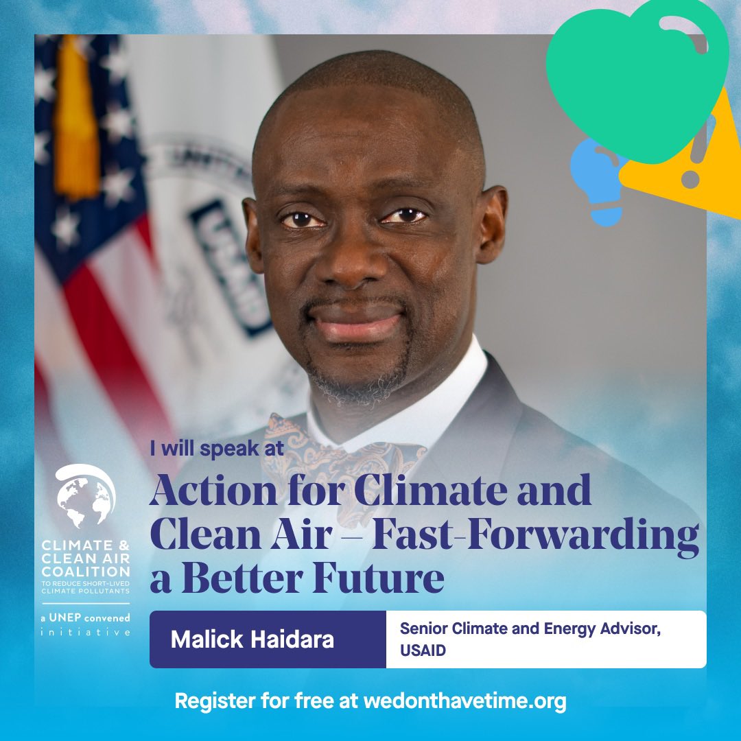 MalickHaidara's tweet photo. 🌍 Join us on March 20, for episode 3 of our series "Action for Climate and #CleanAir – Fast-Forwarding a Better Future" presented by @WeDontHaveTime &amp; UNEP's @CCACoalition.
In this final episode, we dive into #Finance &amp; investments. 💸

Register now: https://t.co/tZpz5bhZaU https://t.co/X1WpwuJPrI