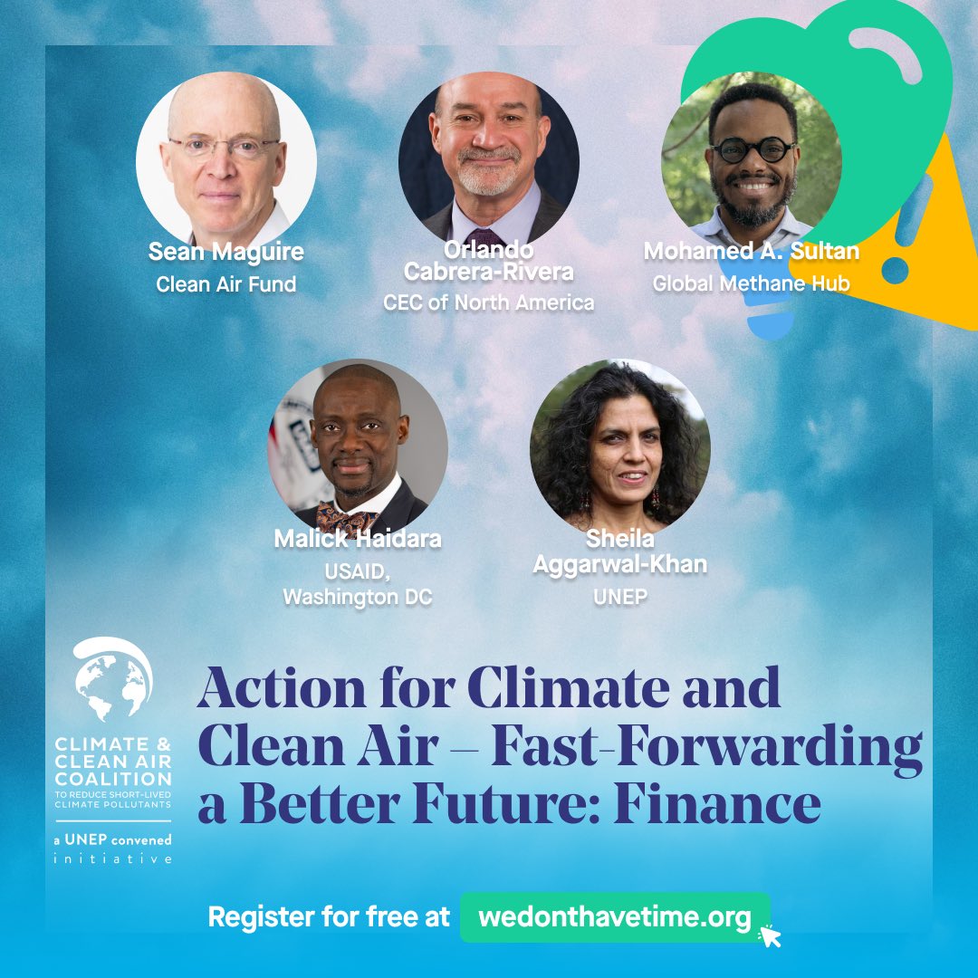 🌍 Join us on March 20, for episode 3 of our series "Action for Climate and #CleanAir – Fast-Forwarding a Better Future" presented by <a href="/WeDontHaveTime/">We Don't Have Time</a> &amp; UNEP's <a href="/CCACoalition/">Climate & Clean Air Coalition</a>.
In this final episode, we dive into #Finance &amp; investments. 💸

Register now: wedonthavetime.org/events/climate…