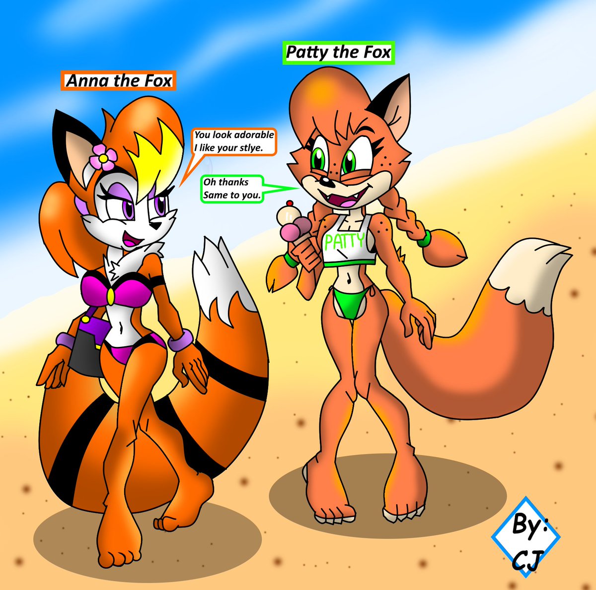 SunVixenHE's tweet photo. Drawing Gift for @F0XnR0LL
Anna was on her way to a Model Shoot at the Beach, and that is when she ran into Patty enjoying her Ice Cream.
Anna loves Patty's Style and wondered if Patty would be interested in joining her on the Photo Shoot.
#Fox #foxnroll #AnnatheFox #Beach https://t.co/D7LoLZtFoN