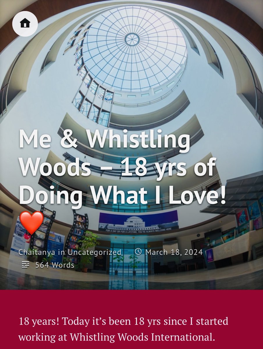 chantsofchaitanya.wordpress.com/2024/03/18/me-… Any institute of world status cud stay its glory n constant growth for 18years with greatest future potential only coz of its vision honesty n its solid pillars like u at whistlingwoods international👍 Keep soaring CC ⁦@Whistling_Woods⁩ 👍❤️