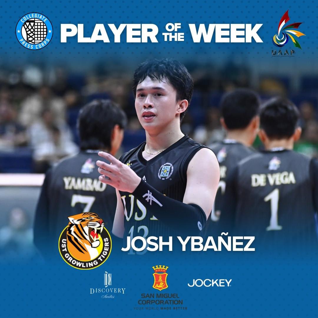 UST’s Angge Poyos and Josh Ybañez win the Collegiate Press Corps UAAP Players of the Week to end the first round. #UAAPSeason86 @INQUIRERSports