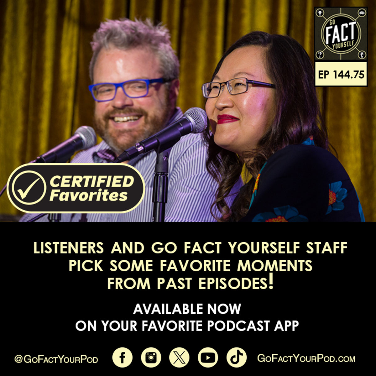 New Mini Episode! Listeners and GFY staff choose favorite moments from the show. With @adamferrara @YeardleySmith @ADaniels3PO @HeyTommyChongs @Julian_Burrell @funnyhelenhong @J_Keith & more! Listen now at gofactyourpod.com! @MaxFunHQ #MaxFunDrive!