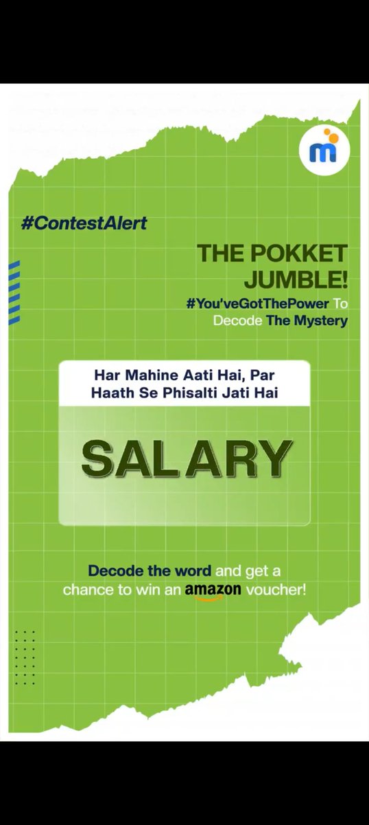 mastermorality_'s tweet image. 𝗦𝗔𝗟𝗔𝗥𝗬
 
@mPokketOfficial #SundayContest #SundayFun #DecodeAndWin #SundayChallenge #InstantLoan #InstantMoney #InstantCash #Fintech tag @piyushpuri12 @Deepaadhan3 @JayshreeMalhot6 @Priyank98805229 @pavansmehta @MissAisharya @Rajeevk28479520