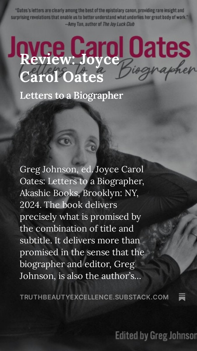Review: Joyce Carol Oates, by <a href="/GloverGL2018/">Gregory L. Glover</a> open.substack.com/pub/truthbeaut…