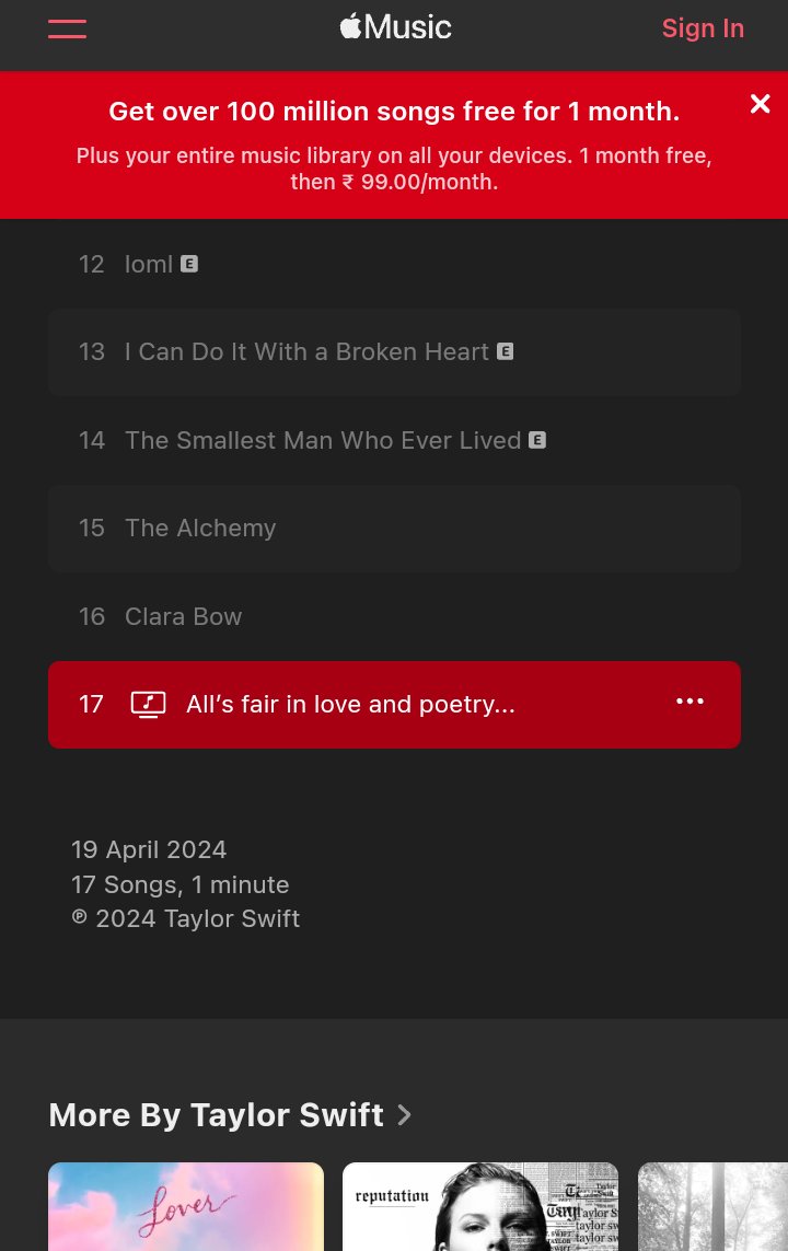 goodswiftie123's tweet photo. 🚨 | THE TORTURED POETS DEPARTMENT will have a runtime of 1 minute, according to Apple Music. https://t.co/WgadbcIDom