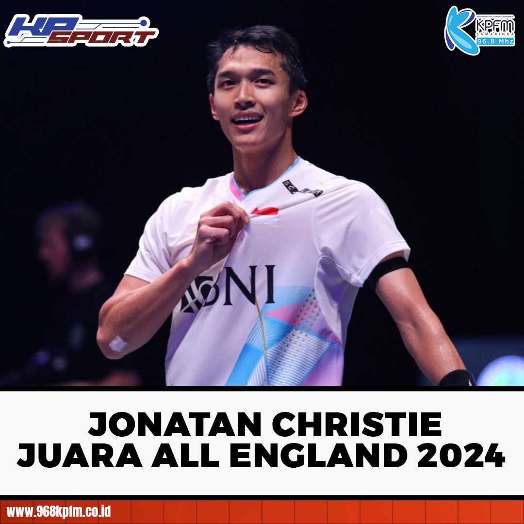 Jonatan Christie berhasil menjuarai tunggal putra All England 2024 usai mengalahkan Anthony Sinisuka Ginting dengan skor 21-15 dan 21-14.

menjuarai tunggal putra All England sejak 30 tahun terakhir, saat Hariyanto Arbi mengalahkan Ardy B. Wiranata pada tahun 1994.