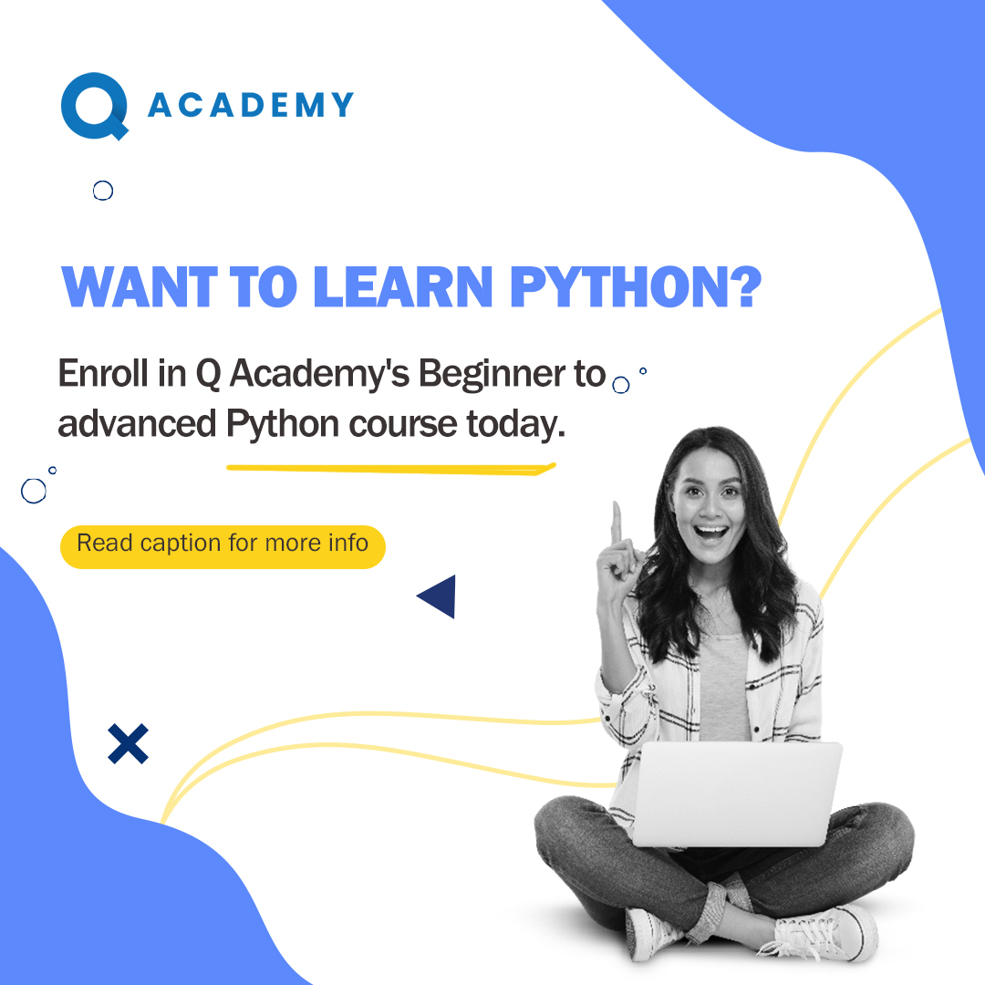 Q Academy's Python course is for you if you're,

A student looking to upskill
An IT professional wanting to sharpen their skills

What are you waiting for? Inquire now!

#PythonUpskill #SharpenSkills #CodingCourse #Programming #Technology #QAcademy