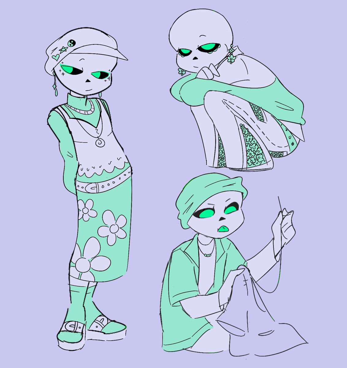 ItsaMeNanni's tweet photo. some concepts for adult Melancholy and their y2k fashion sense 💚✨

retconning a comment I made ages ago about Mel "not being as stylish" as Misery bc look at their drip would someone who doesn't understand fashion dress like this?? 😎✨ https://t.co/XLYdgTkl0a