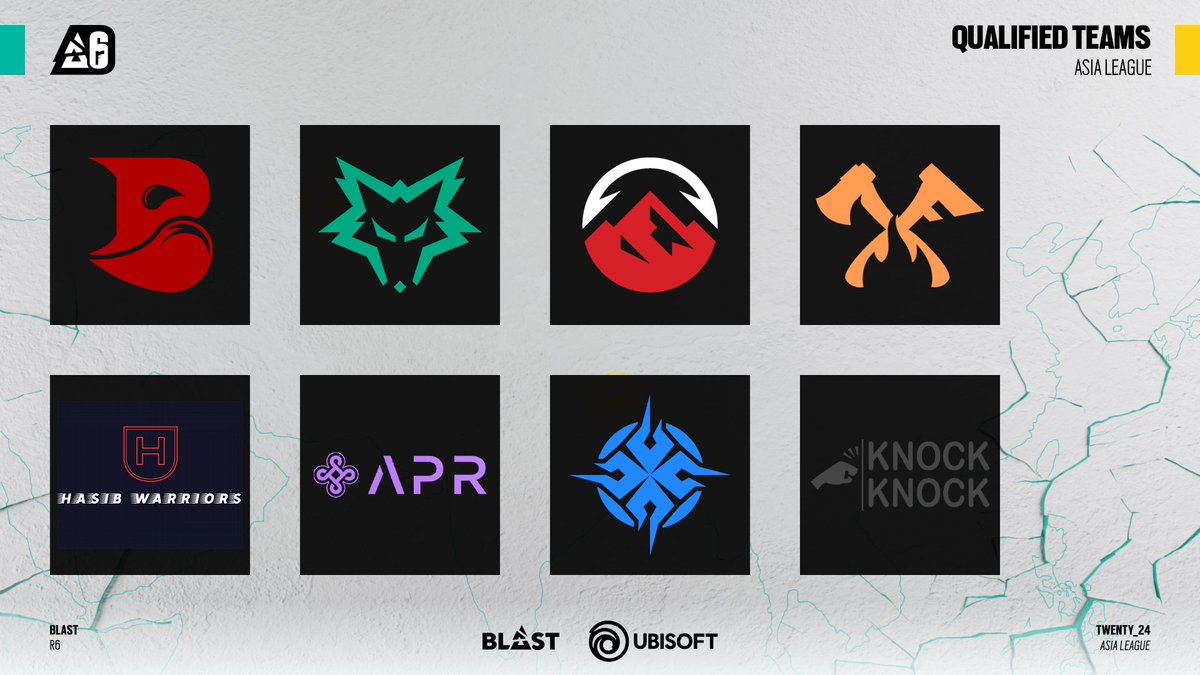 R6esportsASIA's tweet photo. Welcome to the new teams for BLAST R6 ASIA LEAGUE - Stage 1!

@ggBleed
@DireWolves
@ElevateGG
@FURY_Global
#HasibWarriors
@APR_Esports
@gdGELIDA
#KnockKnock

More info to follow soon... https://t.co/NjVyZsJ9aP