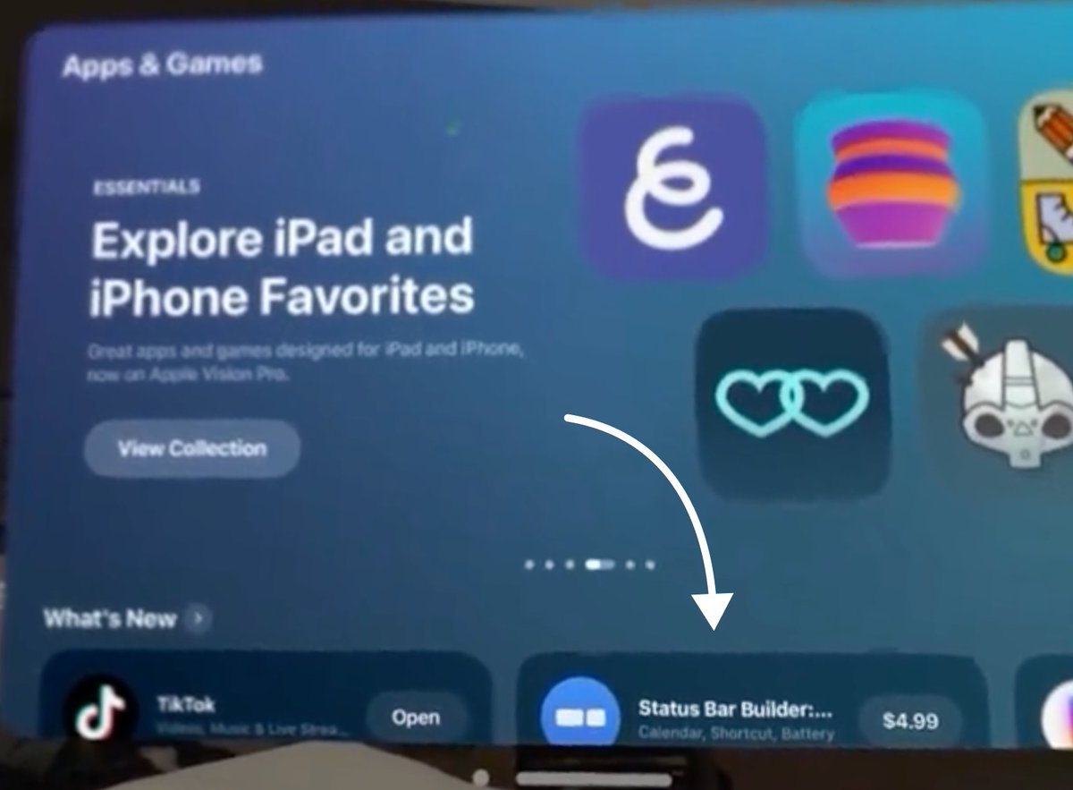 vladscale's tweet photo. Had no idea my app was showcased on the Vision Pro AppStore home page, right next to TikTok.

Exciting discovery https://t.co/3Bkst8nKMZ