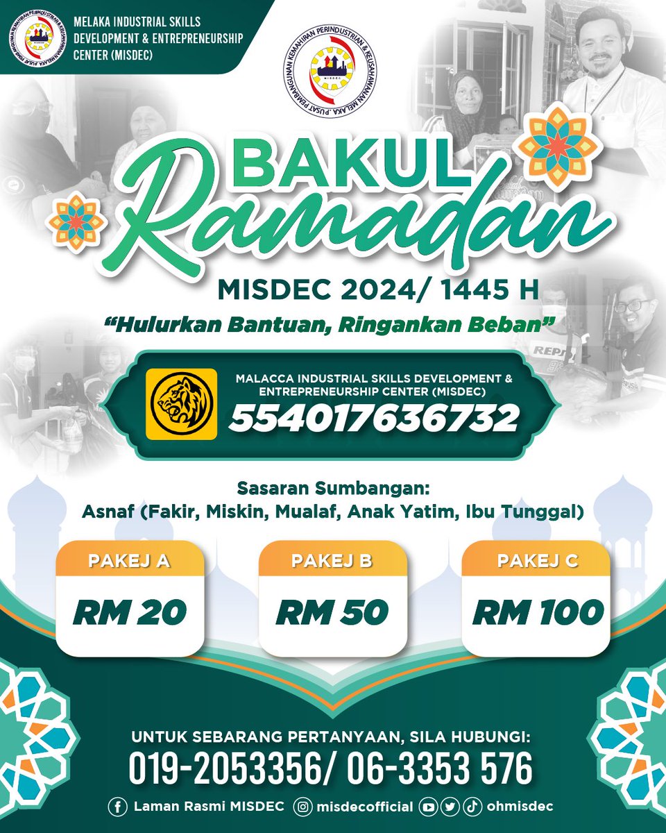 [BAKUL RAMADAN MISDEC 2024/1445H]
"Hulurkan Bantuan, Ringankan Beban."
.
𝙎𝙪𝙙𝙖𝙝𝙠𝙖𝙝 𝙖𝙣𝙙𝙖 𝙗𝙚𝙧𝙨𝙚𝙙𝙚𝙠𝙖𝙝?
.
Assalamualaikum wbt dan salam sejahtera, Bakul Ramadan merupakan program inisiatif bagi pihak MISDEC membantu mereka yang memerlukan dan golongan asnaf.