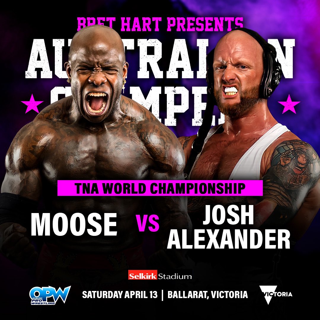 LOCK IT IN 🔒 @TheMooseNation is set to put the @ThisIsTNA World Championship on the line at #AustralianStampede against @Walking_Weapon! 🎟️🎟️ bit.ly/opw-tix 🎟️🎟️ #StarrcastDownunder #VisitVictoria