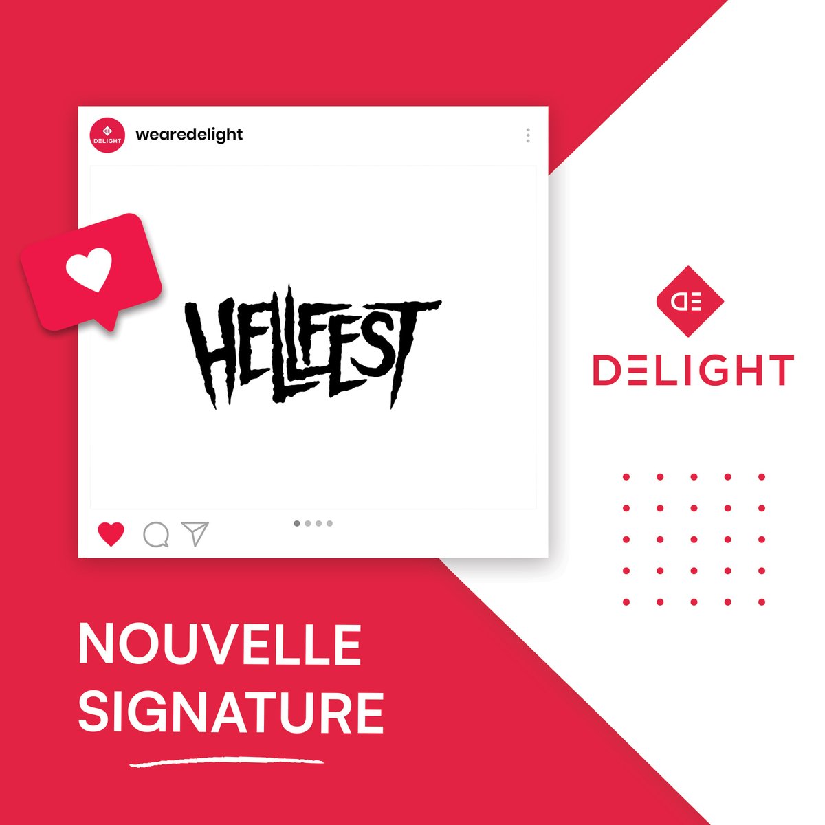 Merci @hellfestopenair pour ce joli cadeau pour nos 9 ans !🤘 Delight a commencé avec l’objectif de remplir des salles et festivals. Mais notre collaboration avec le #Hellfest, complet chaque année, prouve que Delight peut faire bien plus : entretenir la relation avec le public❤️