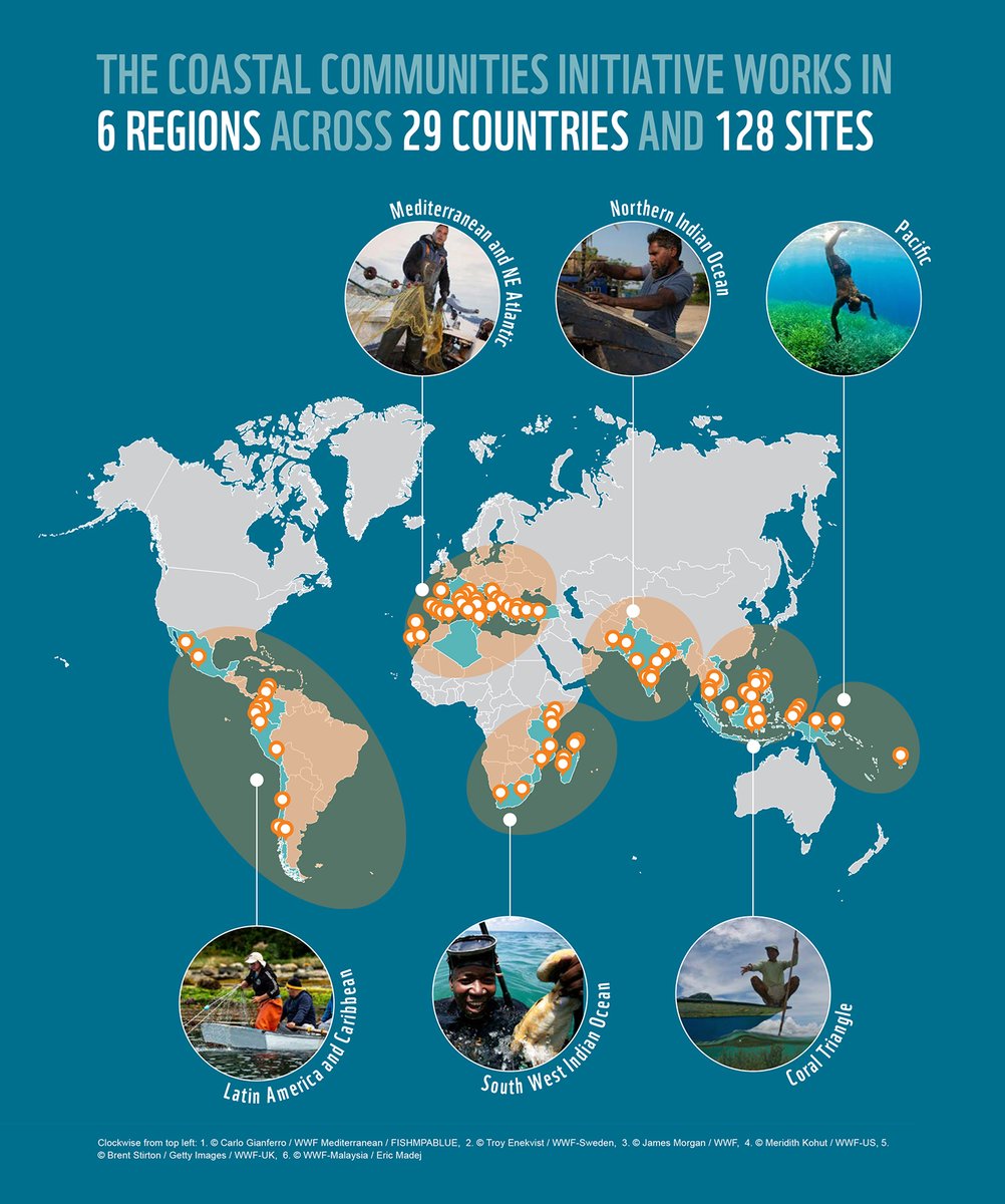 What do these 128 sites have in common? These are where coastal communities are working to protect or restore the environment while improving livelihoods - and WWF helps take these solutions to scale. Find out more in our new Impact Report! 👉 coastalcommunityledconservation.org/publications