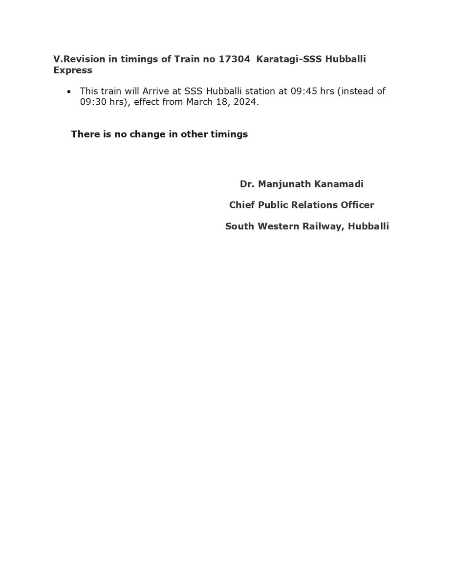SWRRLY's tweet image. Kindly note the revision in timings of train services
#SWRupdates
