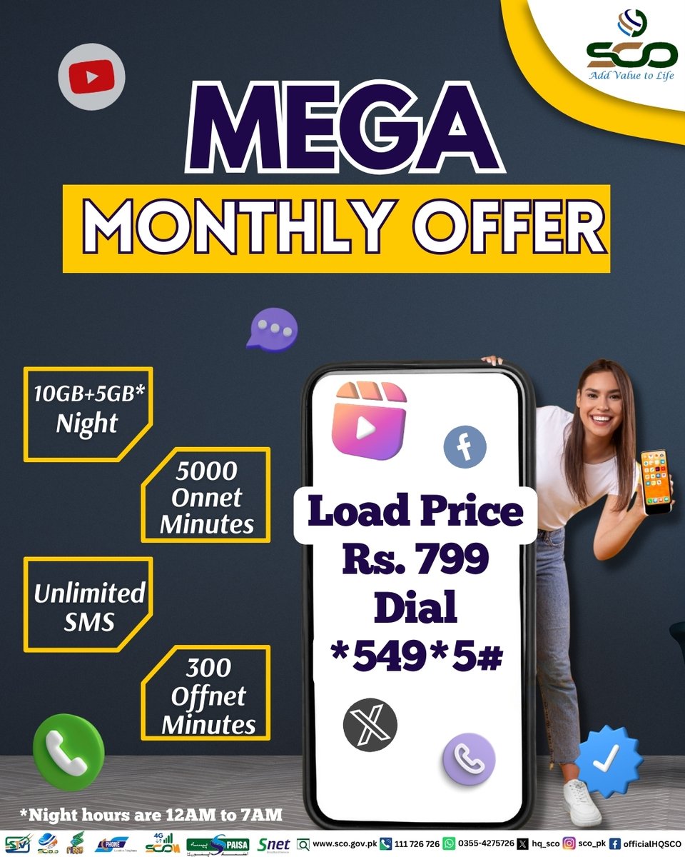 hq_sco's tweet image. Our MEGA MONTHLY OFFER allows you to stay entertained and connected with your loved ones wherever you are✨
#4G #Addvaluetolife #DigitalPakistan #AJK #gilgitbaltistan #ActivateNow