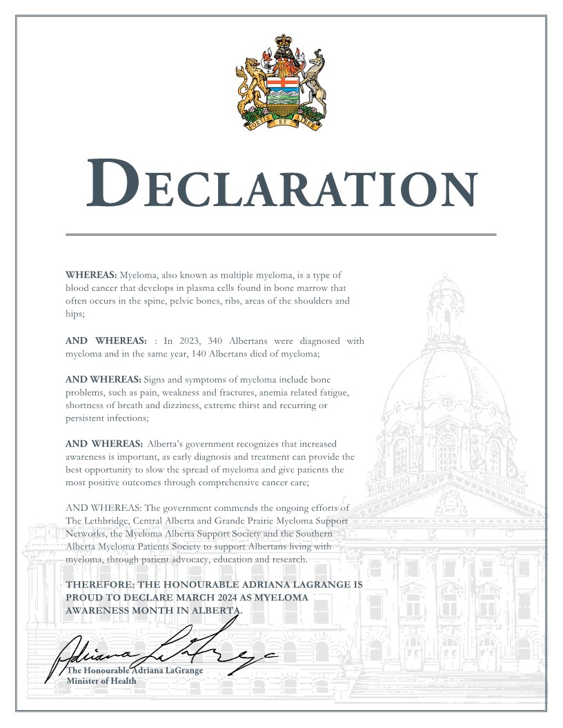 myeloma_samps's tweet photo. March is officially Myeloma Awareness Month in Alberta, again!
Stay tuned for the next post to see the photos from March 3rd, when the Calgary Tower Light was shining in our colors!
#marchmyelomaawarenessmonth
#samps
#southernalbertamyelomapatientsociety
#Myeloma
#declaraction https://t.co/bsIXJqBXFW