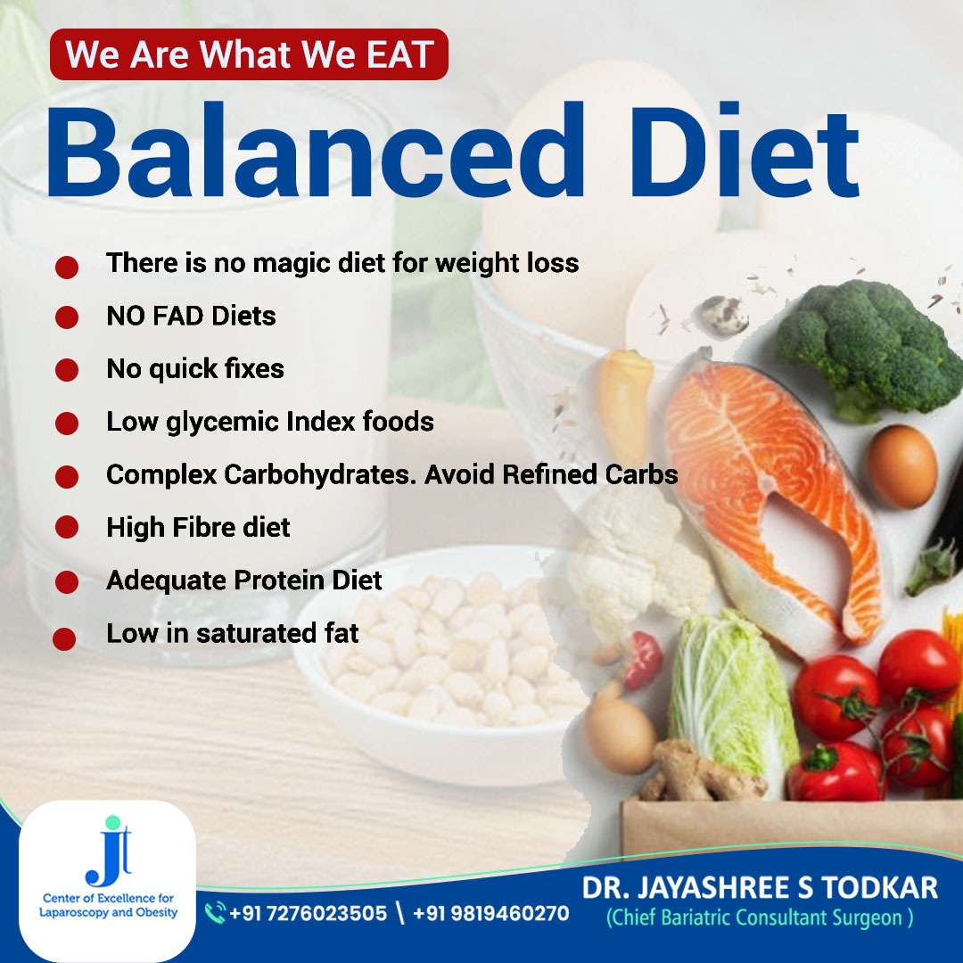 We Are What We EAT Balanced Diet

.
.
.
.
#WeAreWhatWeEAT #BalancedDiet #NoMagicDiet #WeightLoss #NoFADDiets #NoQuickFixes #AvoidRefinedCarbs #HighFibreDiet #AdequateProteinDiet #LowSaturatedFat
#DrJayashreeTodkar #MetabolicSurgeon