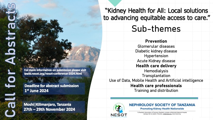 Get your research discussed in the only nephrology conference in Tanzania. @kajiru @wizara_afyatz @jumuiya