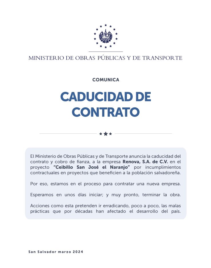 ObrasPublicasSV's tweet photo. Información importante. https://t.co/48leSNlMDb