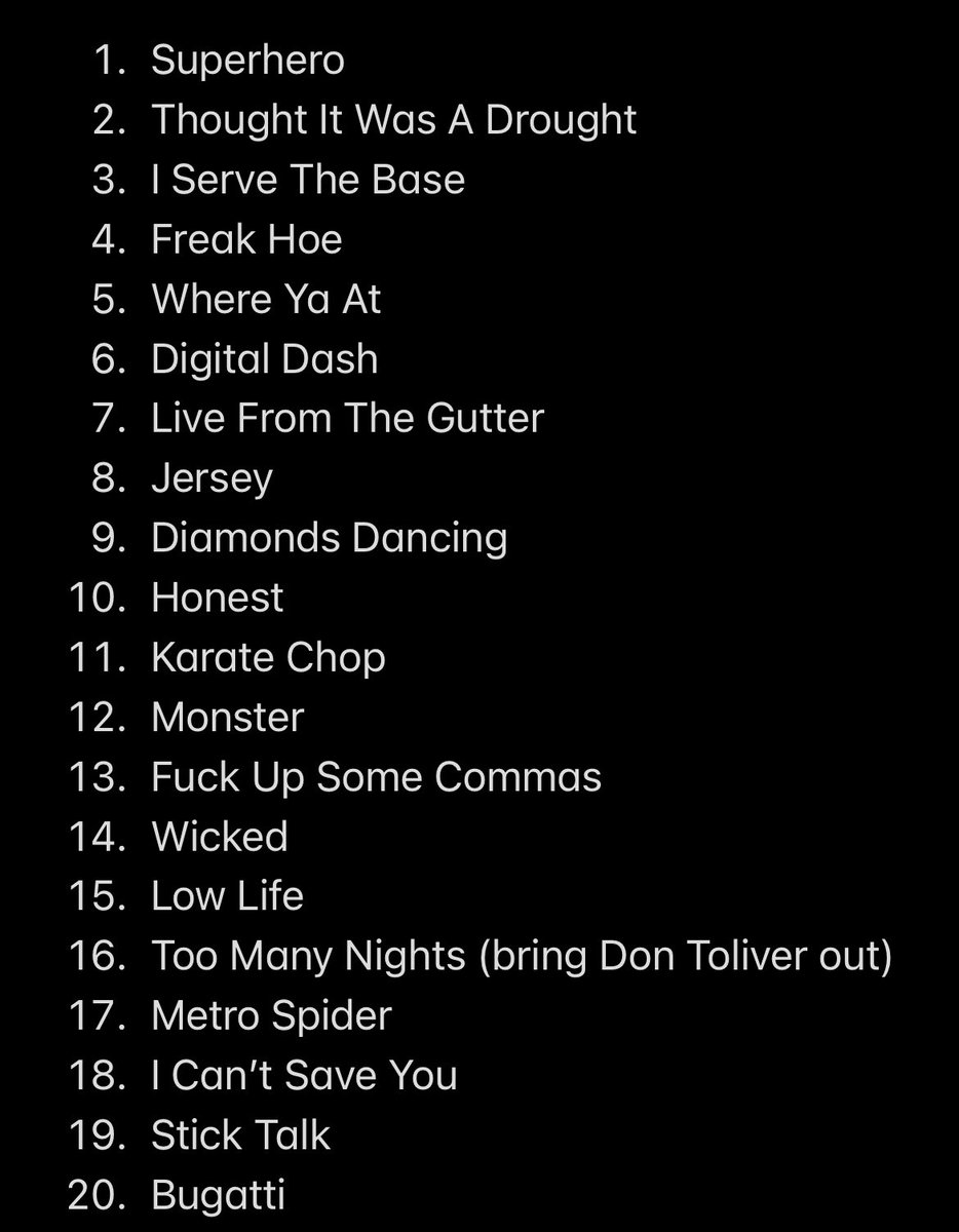 ShottaSV's tweet photo. Future &amp; Metro Boomin’s LEGENDARY Rolling Loud California 2024 Full Setlist

Featuring Travis Scott, Don Toliver &amp; Quavo https://t.co/fvgrwD7kRb