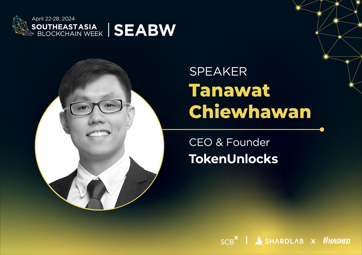 SEABWofficial's tweet image. 🚀 Introducing Tanawat Chiewhawan, the visionary CEO and Founder of Token Unlocks!

@ApeWAGMI stands at the forefront of the cryptocurrency world with @Token_Unlocks, a pioneering platform dedicated to demystifying token vesting and tokenomics data.