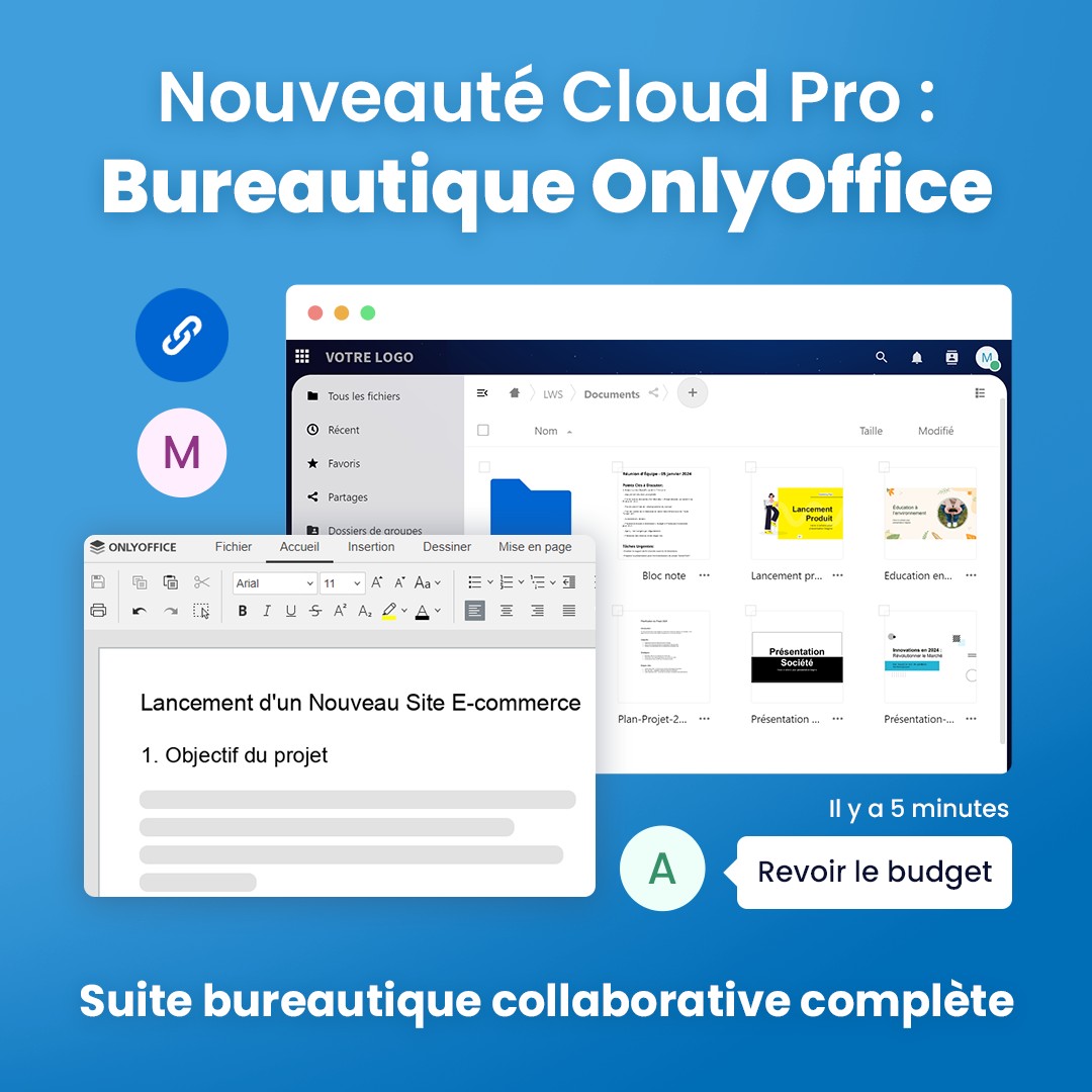 Lwshosting's tweet photo. 🌟 Découvrez la bureautique collaborative avec ONLYOFFICE sur les plans Cloud Pro LWS ! Transformez votre travail en ligne avec une suite complète :
📝 Docs textes
📊 Tableurs
🎨 Diaporamas
✏️ Drawio
Plus d'infos 👉 https://t.co/c5F2FPna7D
#LWS #Nextcloud #OnlyOffice #CloudPro https://t.co/oH8wCNCazM