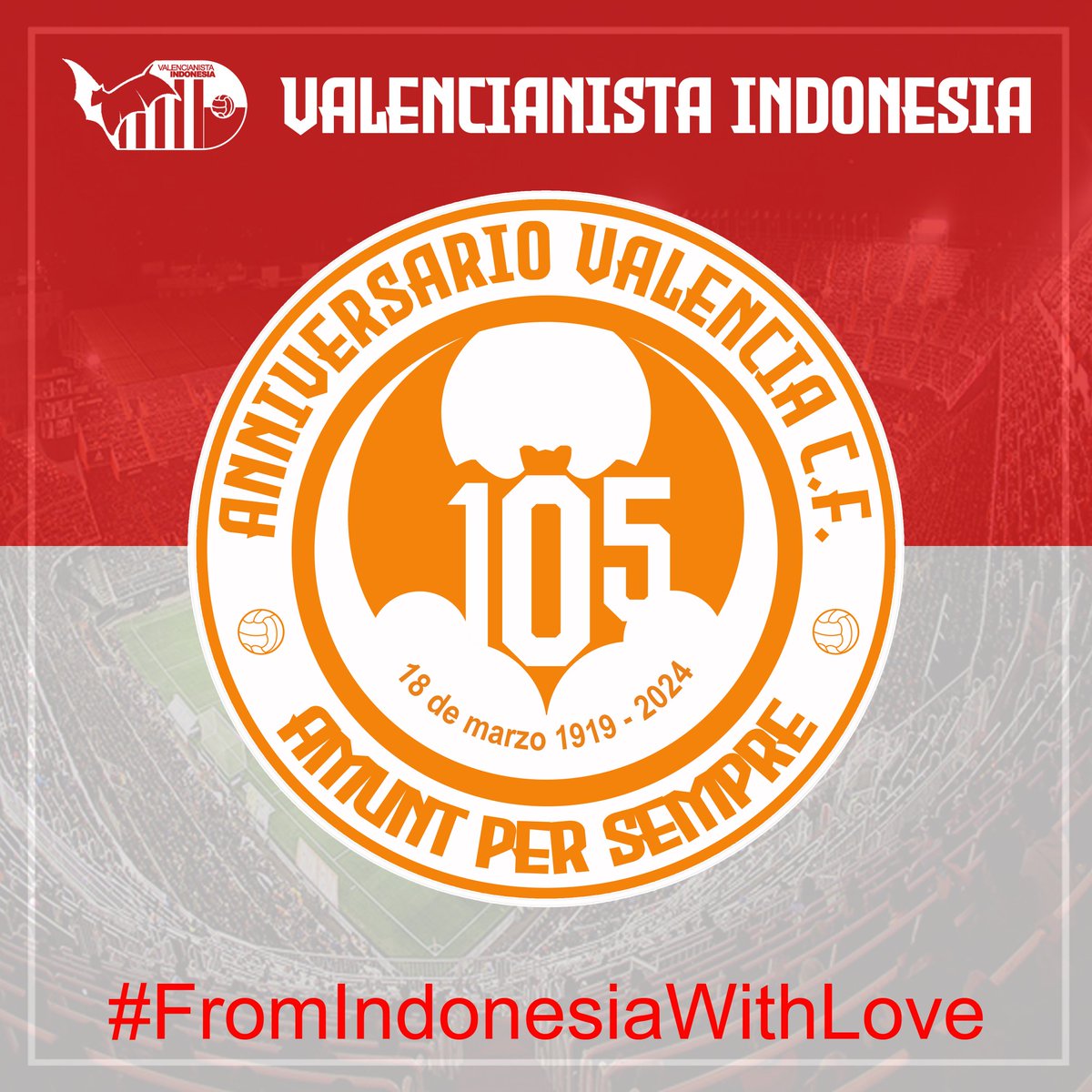 Selamat Ulang Tahun ke-105 klub kebanggaan <a href="/valenciacf/">Valencia CF</a> <a href="/valenciacf_en/">Valencia CF</a> cc <a href="/Valencia_INA/">Penya VCF Indonesia</a> #FromIndonesiaWithLove #AmuntValencia