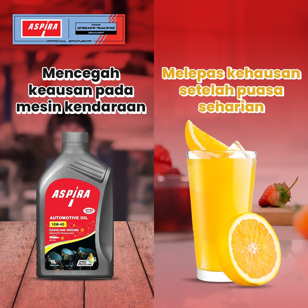 AspiraAstra's tweet photo. Kalau lagi bulan puasa lihat es jeruk rasanya istimewa banget ya Sob. Tapi, jangan lupa untuk istimewakan juga kendaraanmu dengan oli yang berkualitas dari Aspira Astra ya!

#AspiraAstra #BikinTenang #SukuCadangMotor #SukuCadangMobil https://t.co/9DAnzw74n3