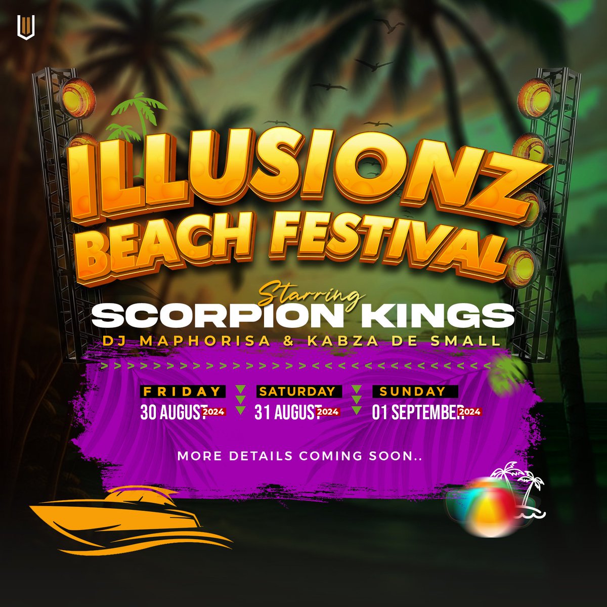 Monday 🔥 🔥 🔥 🔥 as we work hard, let's include this event in our plans, chifukwa it's worth it 🔥🔥

ILLUSIONZ BEACH FESTIVAL

DJ MAPHORISA
KABZA DE SMALL

Kwachematu kwambili 🔥🔥🔥🔥🔥

#IllusionzBeachFestival
#ScorpionKings