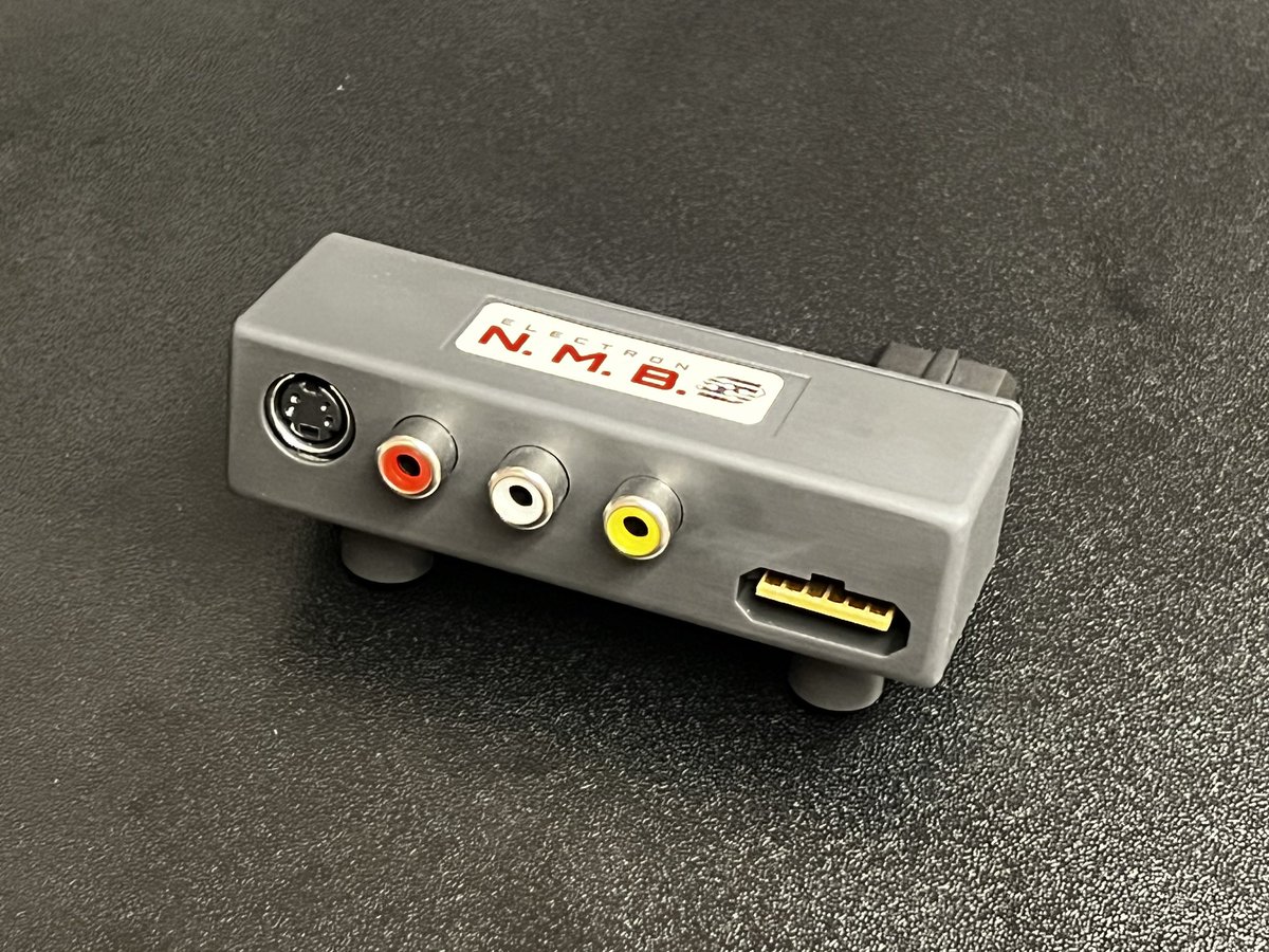 ElectronShep's tweet photo. This is the ElectronNMB! NMB stands for Nintendo Multiout Breakout. This module allows for simultaneous output from the on-board Nintendo AV port as well as the S-Video and Composite video outputs.

Working on the case some more, but it’s nearing release. https://t.co/yV4pByPkNo
