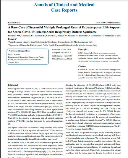 AnnalsMedical's tweet photo. A Rare Case of Successful Multiple Prolonged Runs of Extracorporeal Life Support for Severe Covid-19-Related Acute Respiratory Distress Syndrome https://t.co/81i1CXBi1P