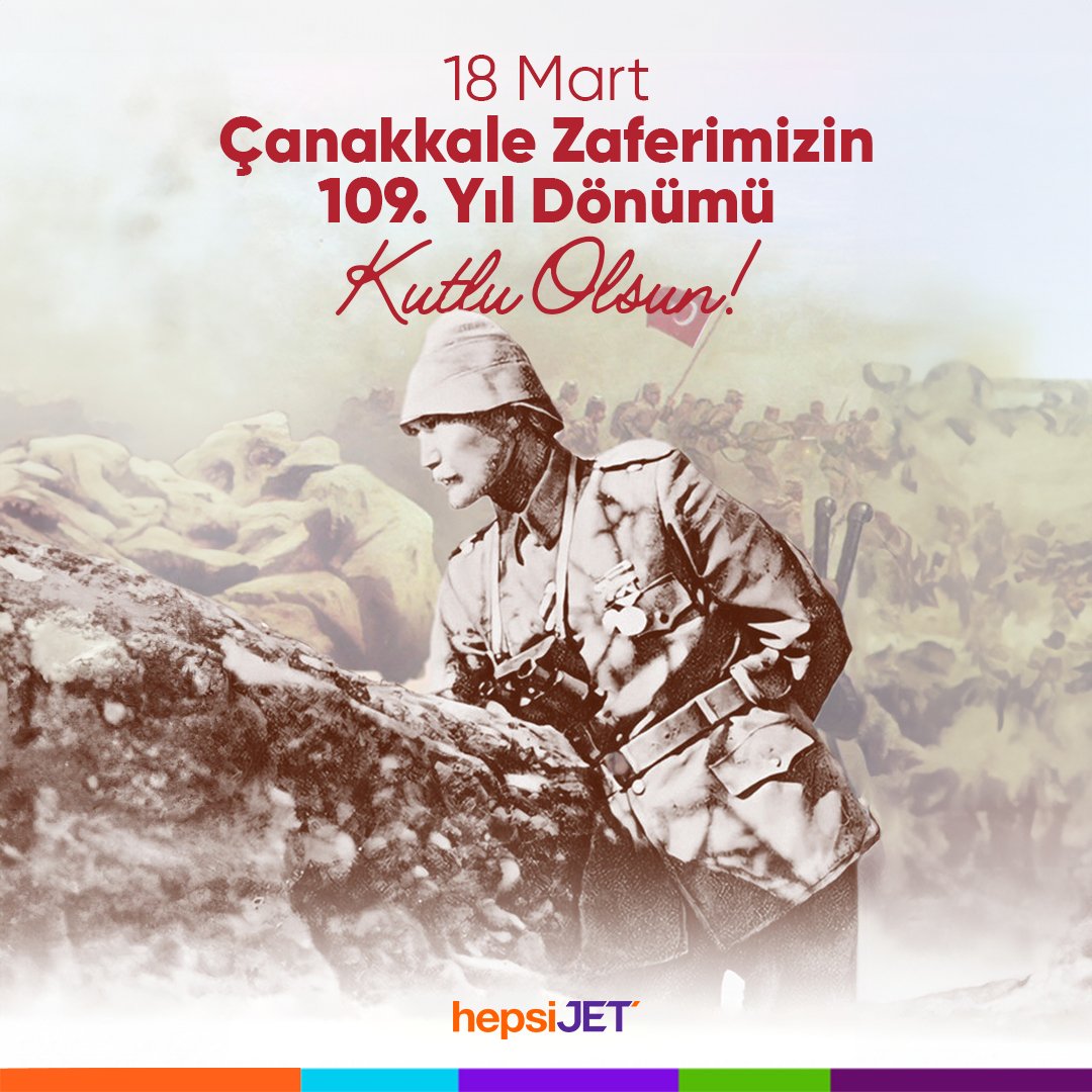 18 Mart 1915'te, Çanakkale'de kazandığımız bu destansı zaferin 109. yıl dönümünde, başta M. Kemal Atatürk olmak üzere tüm kahramanlarımızı rahmetle ve özlemle anıyoruz. Çanakkale Geçilmez! #hepsijet #18martçanakkalezaferi