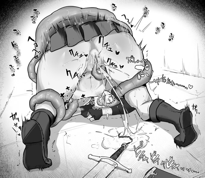 触手系魔物に敗北して突起を責められてしまう冒険者 