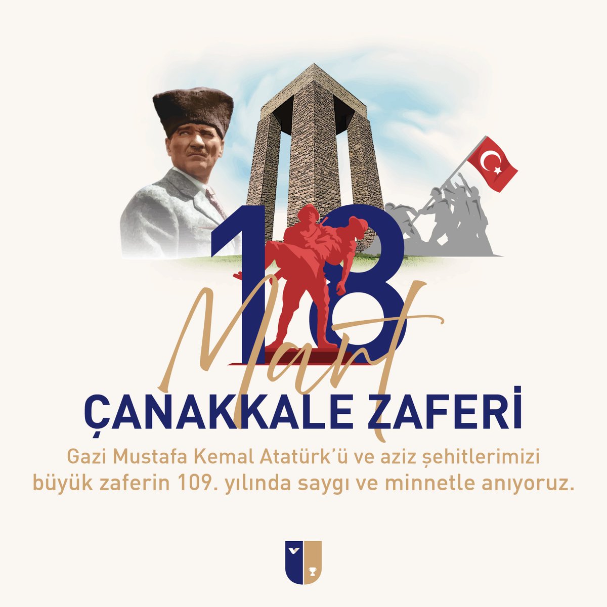 Bir milletin kaderini değiştiren bu destansı zaferin 109. yılında Gazi Mustafa Kemal Atatürk'ü ve aziz şehitlerimizi saygı ve minnetle anıyor, tüm ulusumuzun Çanakkale Zaferi'ni kutluyoruz! 🇹🇷 #CanakkaleZaferi