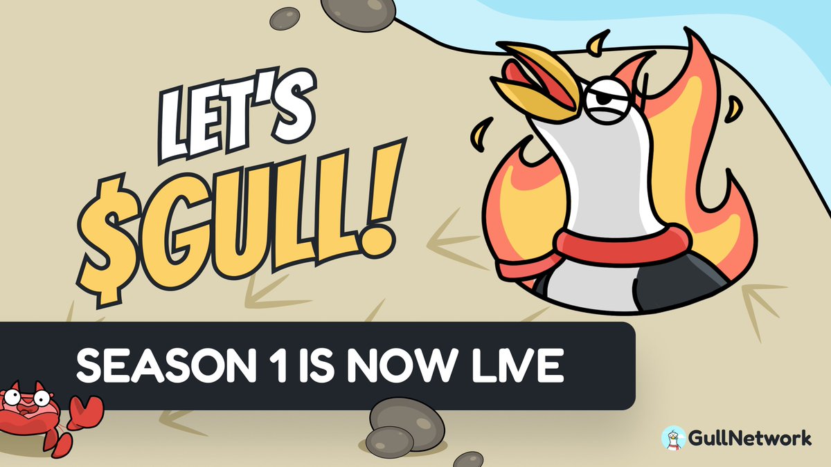 The moment has arrived! #GullGame Season 1 IS NOW LIVE! #Meme traders! 🦅Connect wallet 🦅Complete tasks 🦅Invite friends with codes Let's turn those Gull Points into $GULL gold! Join now 🔥 gullnetwork.com 📘medium.com/@GullNetwork/l… #GullNetwork #letsgull #airdrop