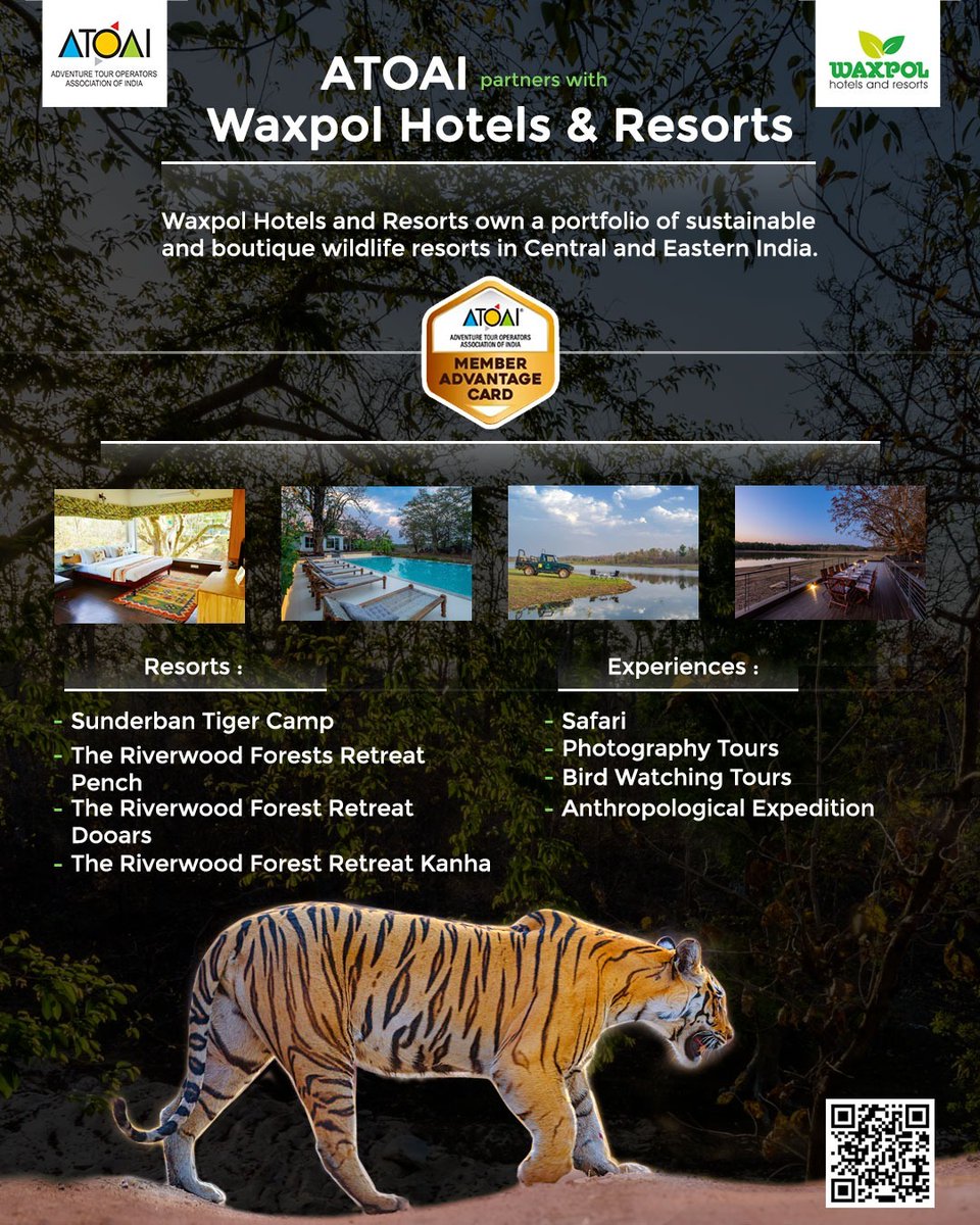 We are thrilled to announce our partnership with Waxpol Hotels and Resorts under the ATOAI Member Advantage Card. #ATOAI #WaxpolHotelsandResorts #MembersAdvantageCard #ExclusiveBenefits #sustainability #wildlife #resorts #CentralIndia #EasternIndia #specialdeals #B2Brates