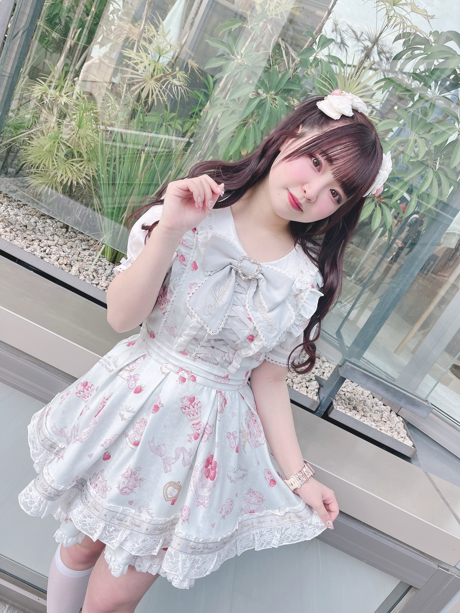LIZLISA おぼつかない Sewing Bear柄セットアップピンク LIZLISA おぼつかない Sewing Bear柄セットアップピンク
