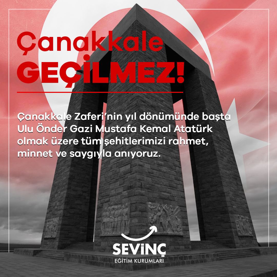 Çanakkale Geçilmez!
Çanakkale Zaferi’nin yıl dönümünde başta Ulu Önder Gazi Mustafa Kemal Atatürk olmak üzere tüm şehitlerimizi rahmet, minnet ve saygıyla anıyoruz.🇹🇷

#SevinçEğitimKurumları
#SevinçKursMerkezi
#SevinçKoleji
#SevinçAnaokulu