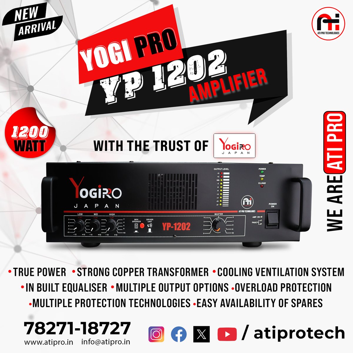 atiprotech's tweet photo. Upgrade Your Dj with YP 1202 - The Ultimate Power πͺπ» For more details : Visit :- https://t.co/QQQolIAmMM #atiprotechnologies #brand #yp1202 #yogipro #professionalamplifier #paamplifier #djamplifier #classabamplifier #amplifiersystem #dj https://t.co/3B9pygFqvr