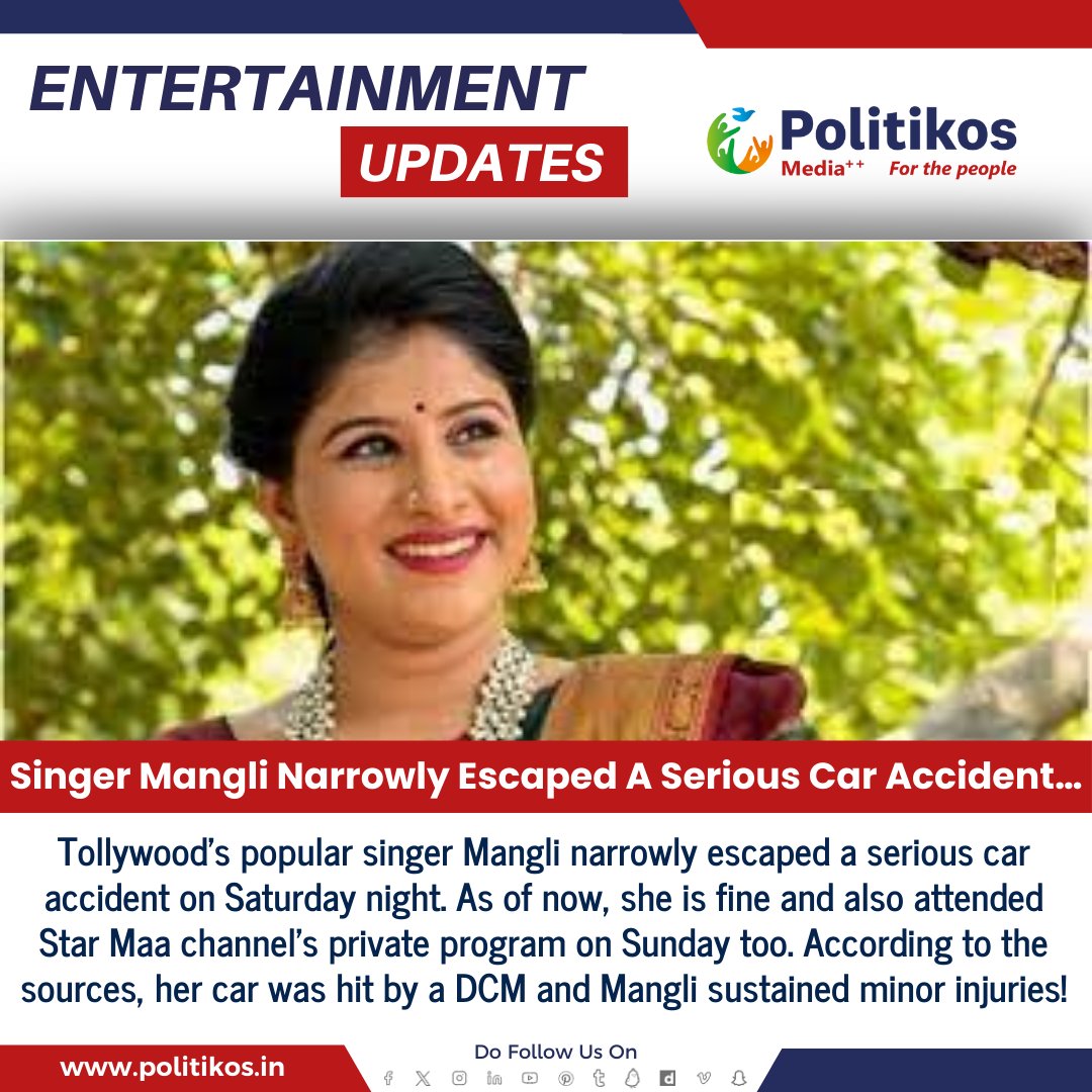 Singer Mangli Narrowly Escaped A Serious Car Accident…
#politikos
#politikosentertainment
#mangali
#CarAccident
#Singer
#NearMiss
#RoadSafety
#Miracle
#SafeEscape
#CloseCall
#Grateful
#AccidentSurvivor
#Musician